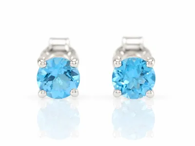 Сребърни обици с естествен Син Топаз "Swiss Blue"